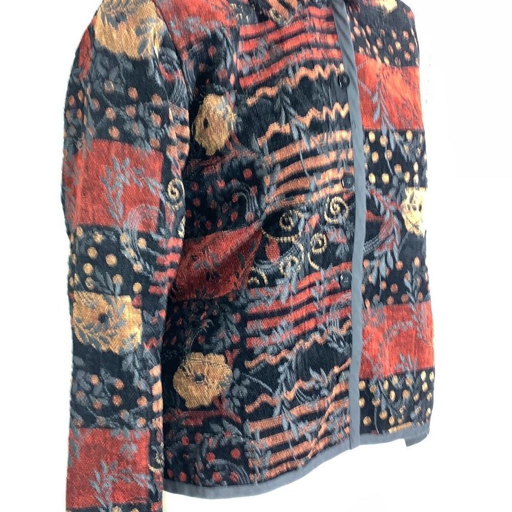 Vintage Reversible Patchwork Button Down Tapestry… - image 2